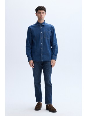 Mudo Erkek Lacivert Slim Straight Fit Jean Pantolon