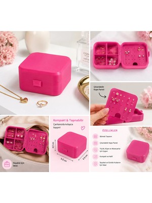 Lunera Accessories Mini Seyahat Takı Kutusu Küpe Yüzük Kolye Organizeri Bölmeli Taşınabilir 3D Baskı