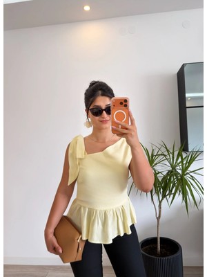 Rosyposy Kadın Omuz Detaylı Sarı Bluz