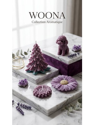Woona Doğal Soya Wax 4'lü Dekoratif | Sitronella Kokulu Sinek Kovucu | Poodle & Çam Ağacı & Papatya & Yıldız Çiçeği Figürlü El Yapımı Doğal Soya Wax Premium Kokulu Mum Seti