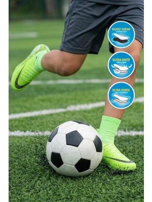 Ayakmod Yeşil-Siyah Çoraplı Bağcıklı Unisex Krampon Futbol Ayakkabısı Süperfly