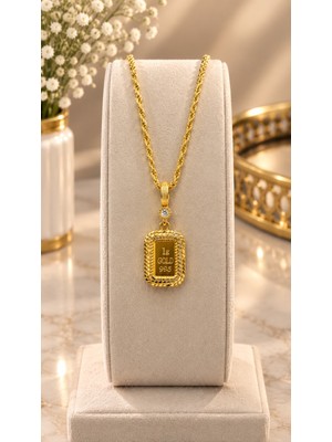 Vipfoni Gold Renk Içi Kaplama Gram Dolgulu 60 cm Burgu Zincirli Kolye - M5