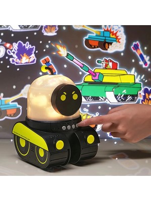 Aura Ev Mağazası Çocuklar Için Eğitici ve Eğlenceli Robot Temali Projektör Gece Lambasi