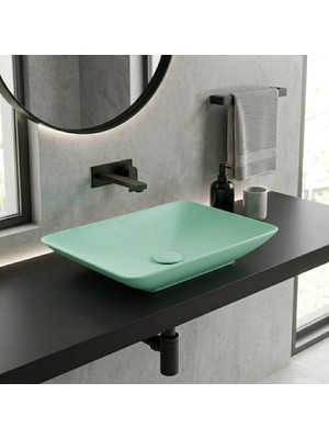 Isvea Sistema Y Clear Tezgah Üstü Lavabo 60×38 cm Mint Yeşil