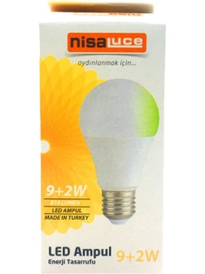 Aura Ev Mağazası 9+2W E27 Beyaz-Yeşil LED Ampul BX40