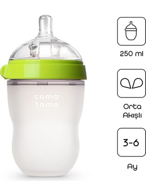 Nessi World Antikolik Silikon Biberon 250 ml 3-6 Ay Yeşil