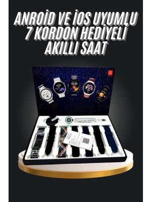 Epilons 7 Kordonlu Akıllı Saat Siyah Kasa Dokunmatik Ekran Uyku ve Sağlık Takibi