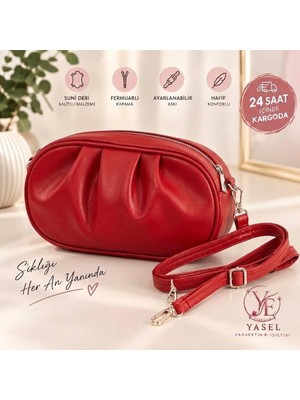 Yasel Takı & Çanta Büzgü Detaylı Suni Deri Kadın Omuz Çantası