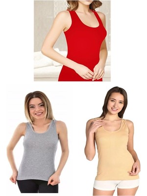 Tutku Kadın Karışık Renk 3'lü Paket Atlet---