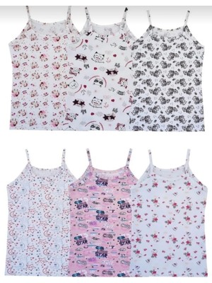Tutku Kız Çocuk 6'lı Ip Askılı Desenli Atlet---