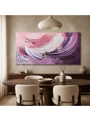 Reklamcın Symeryus Art Pembe Lila Tonlarında Dokulu Soyut Çerçevesiz Dekoratif Duvar Tablosu
