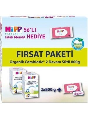 Nessi World 2 Organik Combiotic Bebek Sütü 800 gr X2 Islak Mendil Hediyeli