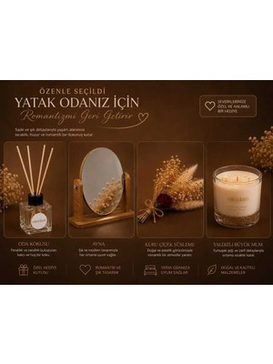 Elieldam Yeni Ev, Doğum Günü, Özel Gün Hediyesi Oda Kokusu, & Oval Büyük Boy Makyaj Aynası & Kokulu Soya Mumlu Hediye Seti