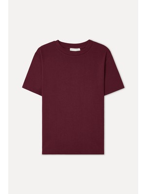 Mudo Kadın Bordo Bisiklet Yaka T-Shirt