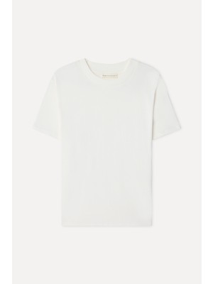 Mudo Kadın Kırık Beyaz Bisiklet Yaka T-Shirt
