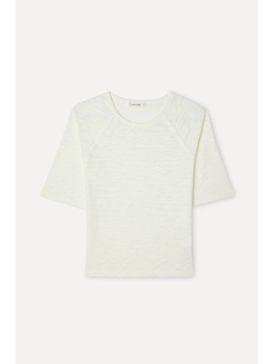 Mudo Kadın Ekru3/4 Bisiklet Yaka Kol T-Shirt