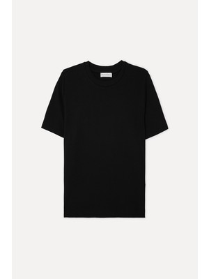 Mudo Kadın Siyah Bisiklet Yaka T-Shirt