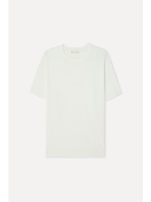 Mudo Kadın Kırık Beyaz Bisiklet Yaka T-Shirt