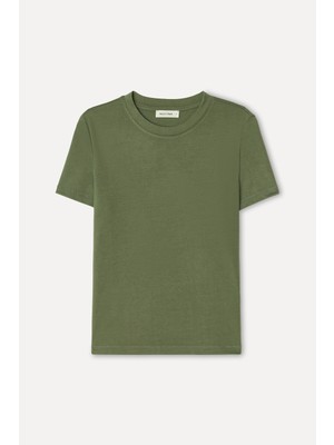 Mudo Kadın Haki Bisiklet Yaka T-Shirt