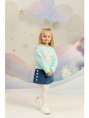 Minycenter Unıcorn Nakışlı Modal Lycra Sweatshırt 2-6 Yaş Yeşil