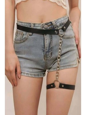 Esranın Dünyası Zincirli Ayarlanabilir Şık Deri Jartiyer Harness - BRF961