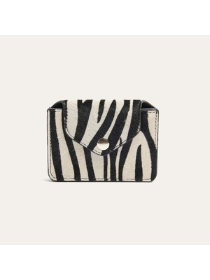 Mudo Kadın Siyah Zebra Desenli Deri Cüzdan