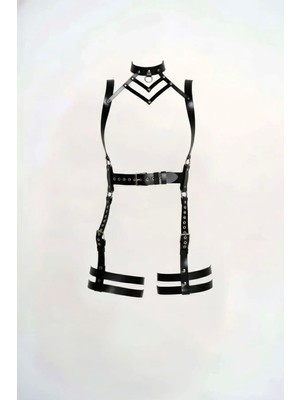 Esranın Dünyası Siyah Jartiyer Harness Deri Vücut Tokalı Aksesuar - BRF1301