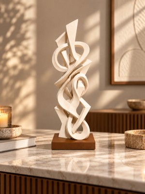 Triora Design Arteon Soyut Geometrik Biblo 25 x 8,5 cm Modern Minimal Dekoratif Heykel ve Salon Objesi