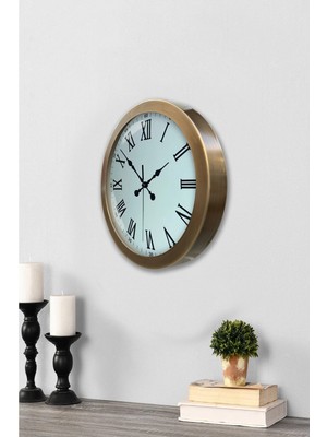 36 cm Eskitme Metal Roma Rakamlı Duvar Saati