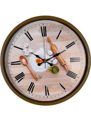 Rustic Bakery Kitchen Kahverengi 36 cm Duvar Saati