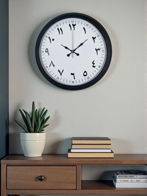 Siyah Arapça Rakamlı 40 cm Metal Duvar Saati