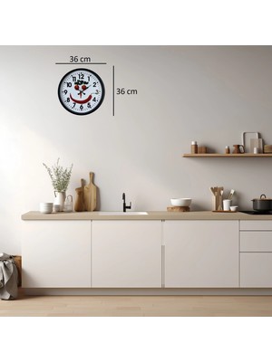 Siyah 36 cm Sebze Figürlü Eğlenceli Mutfak Duvar Saati