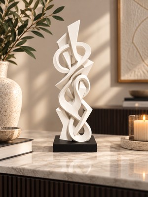 Triora Design Arteon Soyut Geometrik Biblo 25 x 8,5 cm Modern Minimal Dekoratif Heykel ve Salon Objesi