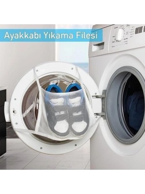 Pratik Çamaşır Makinesi Kapağa Bağlamalı  Ayakkabı Yıkama Filesi
