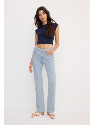 Allbucks Stradivarious, D98 Vintage Efektli Straight Fit Jean Pantolon ABSTR00015