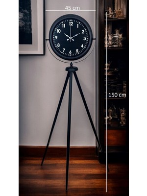 Royal Black Tripod Ayaklı Modern Tasarım Saat