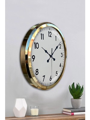 Gold & White Luxury Classic 52 cm Metal Duvar Saati