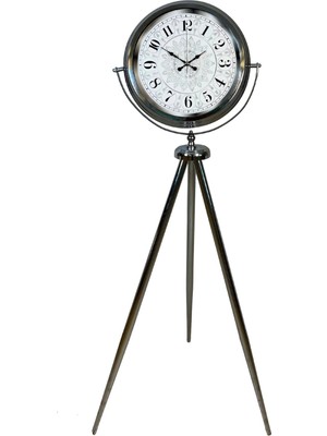 Krom Saltanat 150 x 45 cm Metal Tripod Ayaklı Saat