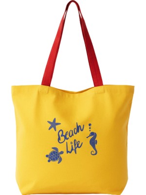 Baghashtag Beach Life Baskılı Sarı Bez Çanta