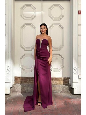 Lior Design Kadın Ince Işçilik Krep V Yaka Detaylı Elbise