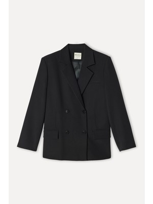 Mudo Kadın Siyah Oversize Blazer Ceket