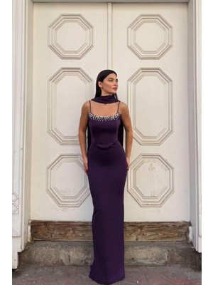 Lior Design Kadın Modern Tasarım Scuba Esnek Kumaş Straplez Balık Kesim Abiye Elbise