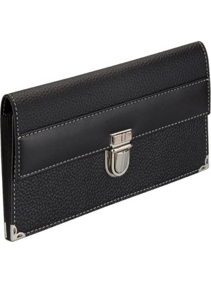 Çek ve Senet Portföyü Unisex Mini Bag Organizer 13 Cepli Vegan 13,5X24 Cm.,siyah