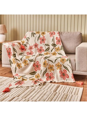 Matmel Soft Floriva Triko Tv Battaniyesi - Krem - 120X160 cm
