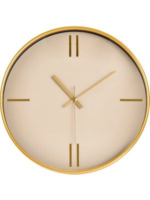 Matmel Dekoratif Krem Kadran Çizgi Rakam Duvar Saati - Altın - 29 cm