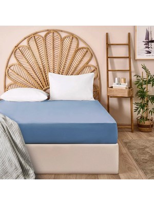 Matmel Soft Basic Çift Kişilik Düz Kenar Çarşaf - Mavi - 240X260 cm