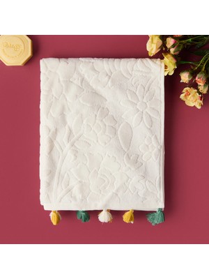 Matmel Soft Granny Summer Flos Yüz Havlusu - Ekru - 50X90 cm