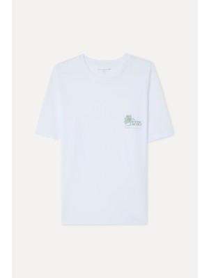 Mudo Erkek Beyaz Baskılı Bisiklet Yaka T-Shirt