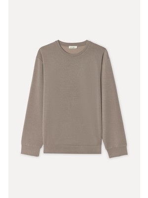 Mudo Erkek Kahverengi Loose Fit Modal Karışımlı Bisiklet Yaka Sweatshirt
