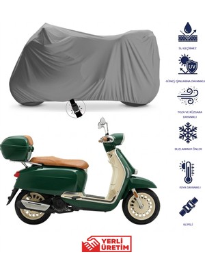 Vespa Sprint 125MOTOR Brandası Arka Çanta Uyumlu (Bağlantı, Kilit Uyumlu) 4 Mevsim Koruma Gri